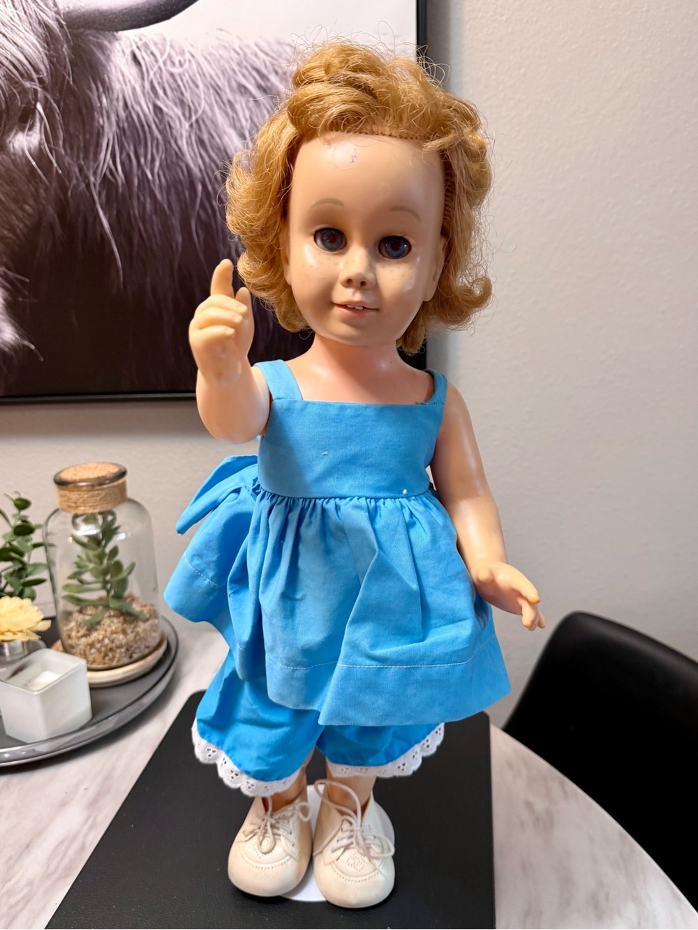 Mattel Vintage Chatty Cathy 20in Blonde Curly Hair Blue Eyes w Outfit